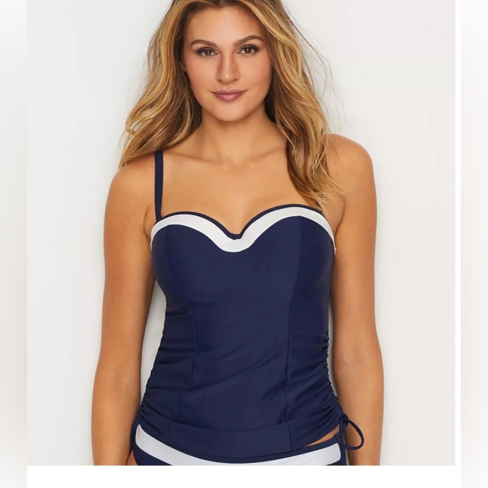 Panache NAVY Anya Cruise Molded Bandeau Tankini Swim Top, 32F NWOT